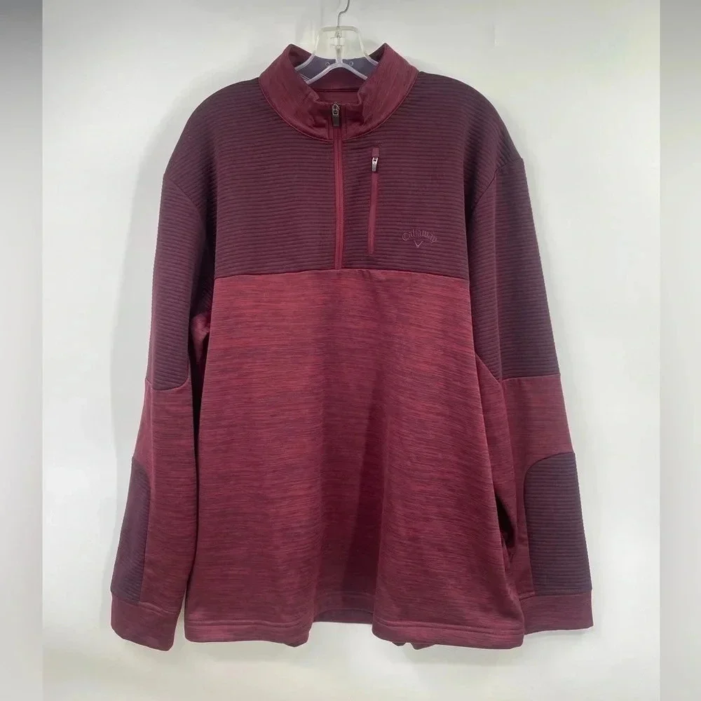 Callaway Mens Half Zip Long Sleeve Red/burgundy Pullover Size XL